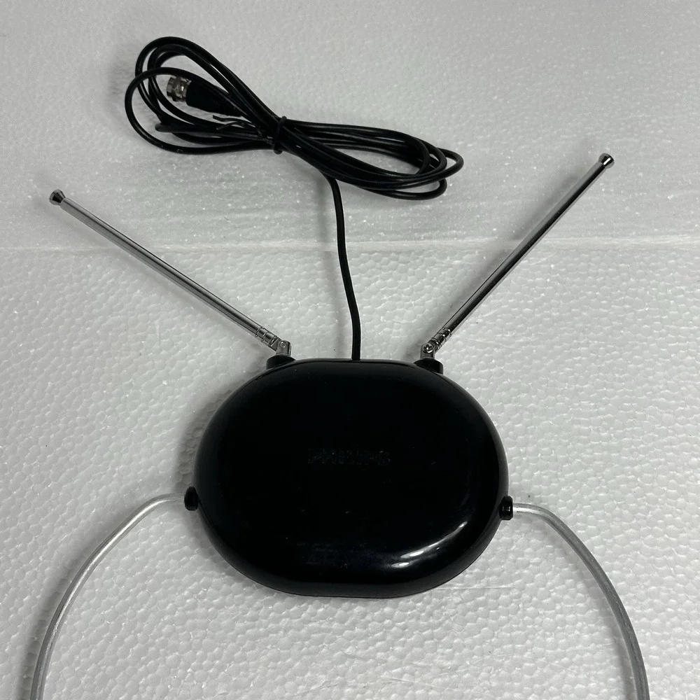 Philips Rabbit Ears Indoor TV Antenna 4K 1080P HDTV Digital Signal Receiver Blac